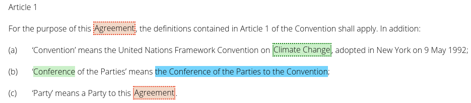 Marking of term occurrence and definition