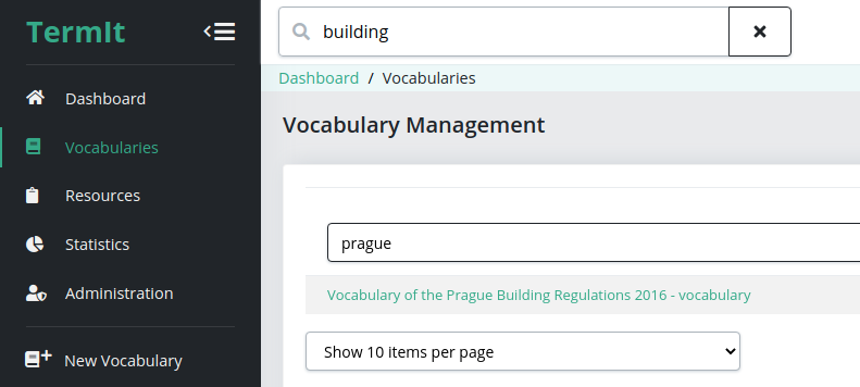 Filtering vocabulary